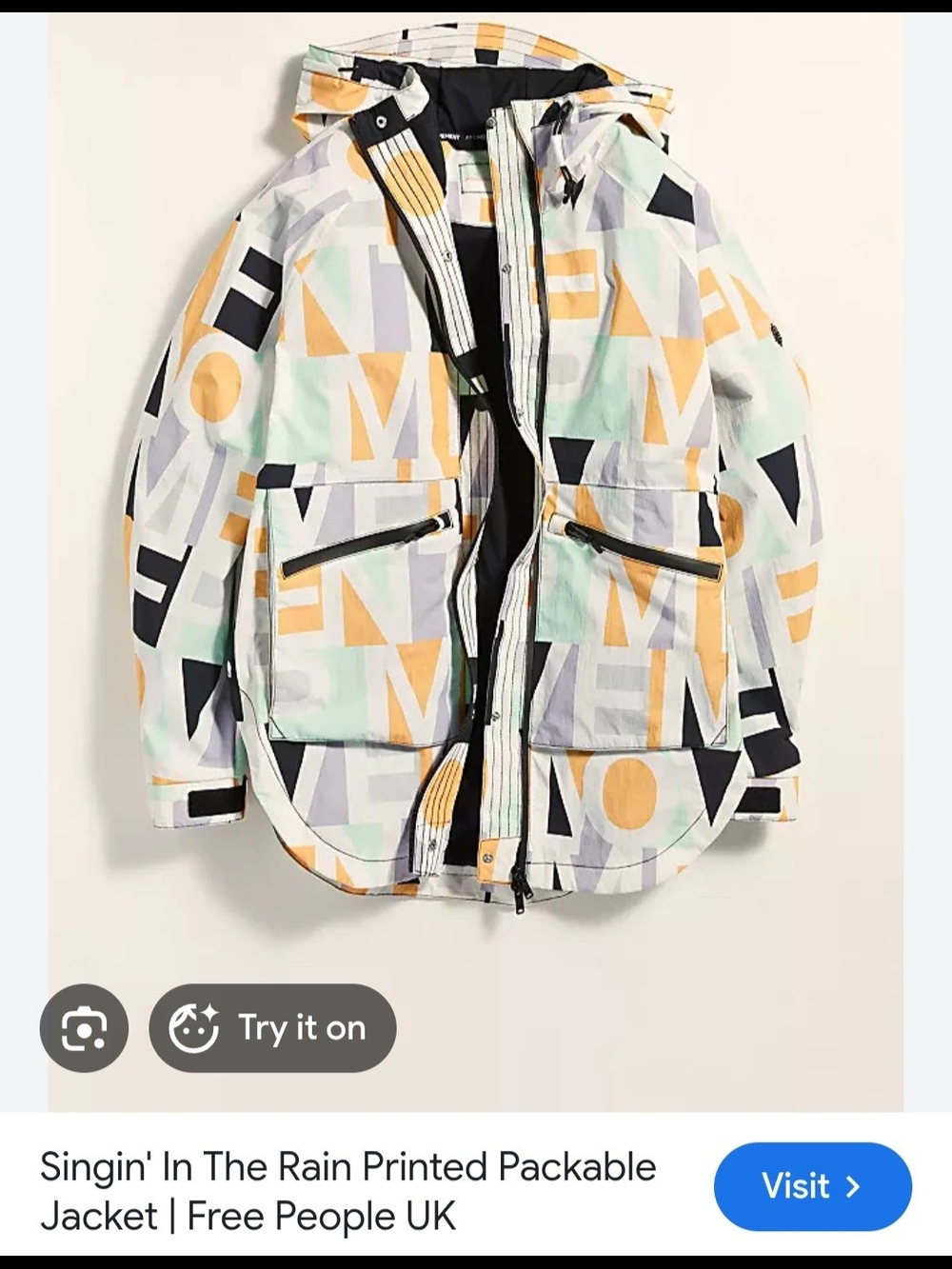 FP MOVEMENT - Singin' In The Rain, Printed Packable Jacket - Picture 2 of 5
